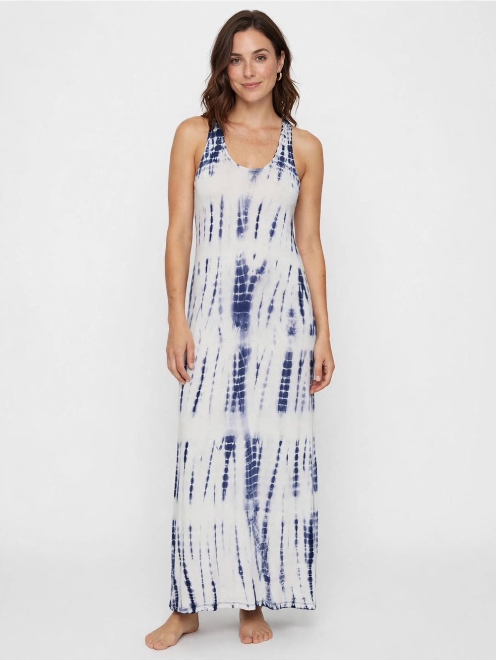 Women's Navy Tie-Dye Racerback Maxi Swim Cover-Up